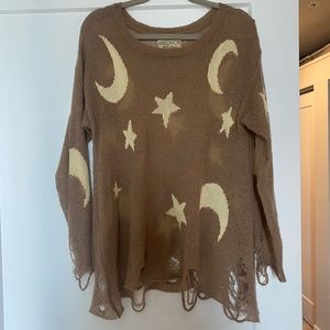 Wild fox couture Lennon sweater nude stars & moon